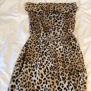 Ister Brand Strapless Cheetah Print Dress With Lining